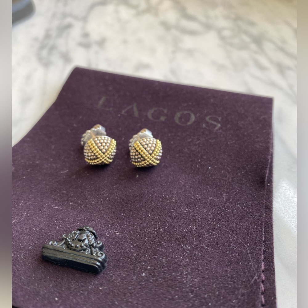 LAGOS, Signature Caviar Large Domed “X” Stud Earrings, pristine condition!